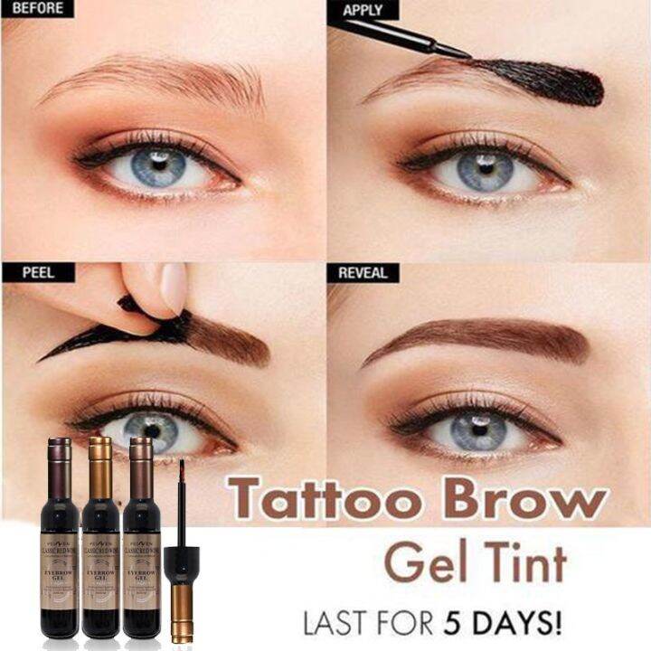 เครื่องสำอางเกาหลี-eyebrow-gel-perfect-waterproof-3d-eyebrow-cream-tattoo-eyebrow-gel-ไวน์แดงสักคิ้วติดทนนาน-waterproof-setting-gel-tint-waterproof-dehulling-dye-เจลคิ้วหลัก-เครื่องสำอางค์แต่งหน้าตา-ข