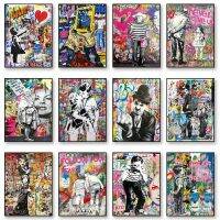 Banksy-แรงบันดาลใจกราฟฟิตีผ้าใบศิลปะ-ตกแต่งผนังที่ทันสมัยสำหรับบ้าน/ห้องนั่งเล่น-ความคิดของขวัญที่ไม่ซ้ำกัน