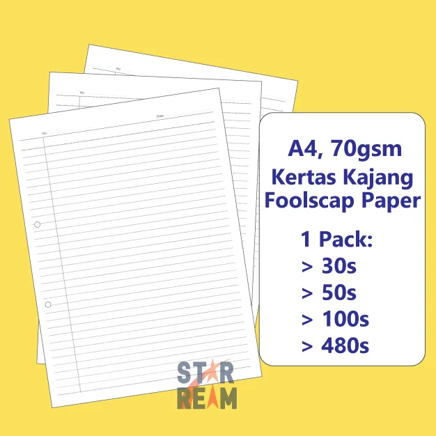 Kertas Kajang A4 Foolscap Paper 70gsm 30s/50s/100s/480s 2 Sided Single ...