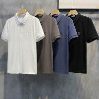 คอปกผู้ชายเทคโนโลยีติดกาวตัวอักษร &amp; #039; S เสื้อโปโลฤดูร้อนกระแสน้ำสีทึบมีแบรนด์ธุรกิจแขนสั้นเสื้อยืด Pual
