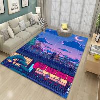 Japanese Anime Night Scene Rugs Child Game Floor Mat Super Printing Carpets Modern Home Living Room Decor Washable Floor Rug