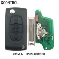 กุญแจรถยนต์รีโมท QCONTROL 3ปุ่มสำหรับ PEUGEOT 807 407 308 307 207 CC SW หุ้นส่วนเชี่ยวชาญ CE0523ถาม /Fsk ใบมีด HU83