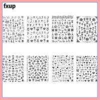 FXUP อุปกรณ์สติกเกอร์การแต่งเล็บทำเองดีคอลตกแต่งเล็บตกแต่งเล็บด้วยลายกุหลาบสีดำ