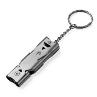 150db Double Pipe Whistle High Decibel Stainless Steel Outdoor Emergency Survival Whistle Keychain Cheerleading Whistle Survival kits