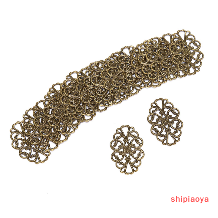 shipiaoya-20ชิ้นตัวเชื่อมต่อสายลายดอกไม้เครื่องประดับงานประดิษฐ์ทำมือ