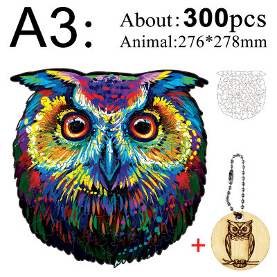 Wooden Puzzle Jigsaw Best Gift For Adults And Kids Unique Shape Jigsaw Pieces Charming Owl A3 A4 A5