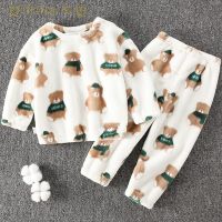 Winter Baby Kids Soft Sets Flannel Boys Sleepwear Suit Girls Pajamas Long Sleeve Pijamas Tops Pants 2pcs Children Warm Clothing