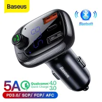 BASEUS ค่าเร็ว 4.0 FM T ransmitter Car C harger สำหรับโทรศัพท์มือถือบลูทูธ 5.0 ชุดอุปกรณ์ติดรถยนต์เสียงเพลงเครื่องเล่น MP3 PD 36 วัตต์อย่างรวดเร็วชาร์จแบบ Dual USB และประเภท-C พอร์ตชาร์จไฟในรถ