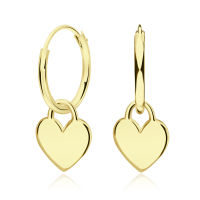 100% PURE 925 SILVER HOOP EARRING HEART SHAPE