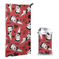 Betty Boop ผ้าขนหนูไมโครไฟเบอร์ ขนาด 80*40 ซม. สําหรับเดินทาง เล่นกีฬา ชายหาด แห้งเร็ว - ดูดซับได้ดี - ขนาดกะทัดรัดพิเศษ e