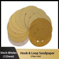 5-Inch 8-Hole Round Sand Paper 80 120 150 400 800 Grit Sanding Discs 25PCS Orbital Sander Sandpaper Hook-and-Loop