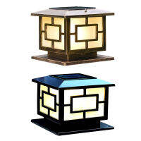 LED Solar Retro Lantern Pillar Light Outdoor Porch Column Lamp Garden Fence Decoration Outdoor Lighting Supplies