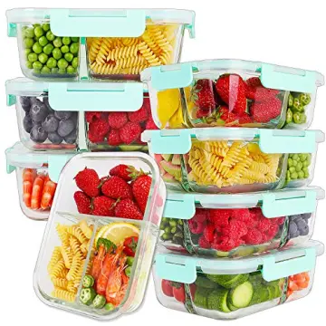 8 Pack Glass Meal Prep Container 3 Compartment 36Oz Glass Food Storage  Bento Box