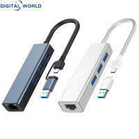 อะแดปเตอร์อีเทอร์เน็ต4ใน1ฮับ100/1000Mbps USB 3.0ประเภท C ไปยังอแดปเตอร์ LAN เครือข่ายหลายพอร์ต RJ45สำหรับคอมพิวเตอร์เครื่องแล็ปท็อป PC