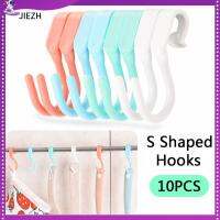 JIEZH 10PCS พลาสติกทำจากพลาสติก S-hangers มัลติฟังก์ชั่ แบบพกพาได้ ตะขอแขวนตู้เสื้อผ้าในห้องครัว ของใหม่ การประหยัดพื้นที่ ชั้นวางเสื้อผ้า