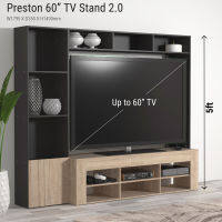 Tomato Home ชุดตู้ชั้นวางทีวี Preston 2.0 TV60นื้ว กว้าง179.5ซม | ชั้นวางทีวี ตู้วางทีวี ชุดใหญ่จัดเต็ม | วางทีวีใหญ่สุด 60นิ้วเก็บ ของได้เยอะมาก