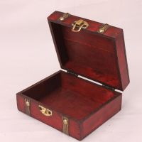 Vintage Wooden Treasure Chest Storage Box Lock Organizer Case Foldable Small Wood Home Decor Container Trinket Jewelry Bin