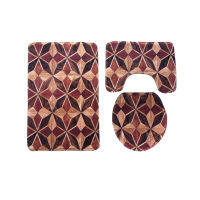 Zeegle Geometric Flannel 3Pcs Mats For Bathroom And Toilet Non-slip Floor Mat Bath Rugs Absorbent Pedestal Rug Toilet Lid Cover