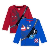 Marvel Boy T-shirt เสื้อยืดแขนยาวเด็กผู้ชายลายมาร์เวล เสื้อติดกระเป๋า กัปตันอเมริกา สไปเดอร์แมน สินค้าลิขสิทธ์แท้100% characters studio