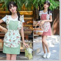 Lattice apron Japanese lace fashion girl lovely rural household kitchen waterproof besmirch wind restoring ancient ways falbala