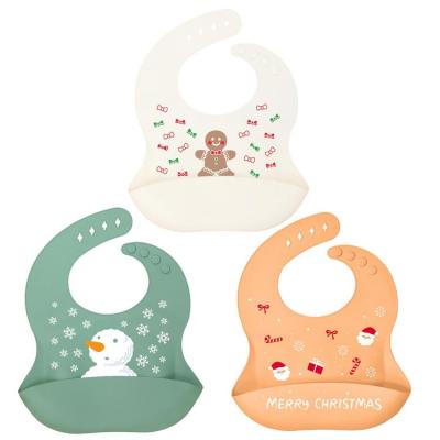 Silicone Baby Bibs Unisex Baby Silicone Bib for Baby with Food Catcher Adjustable Silicone Feeding Bibs with Food Catcher for Christmas apposite
