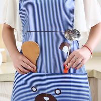 1Pc Household Women Men Aprons Home Kitchen Cute Cartoon Bear Oil Repellent Apron High Waist Print Cooking Hanging Neck Apron Aprons