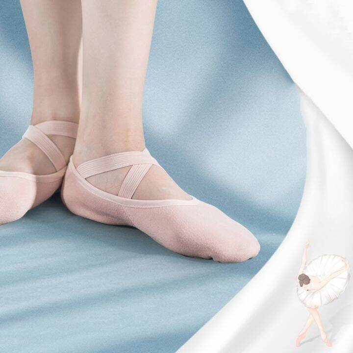 hot-dt-ballet-shoes-pointe-for-stretch-canvas-slippers-split-sole-flats-dancing