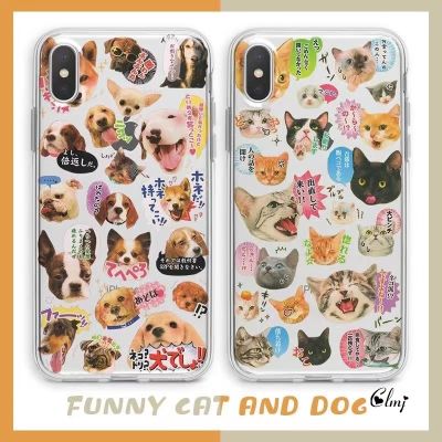 [Yellow peach flavor]  Clmj เคสโทรศัพท์สุนัขแมวน่ารักสำหรับ iPhone 14 Plus 11 12 13 Pro XS XR X Samsung Galaxy S22 S21การ์ตูนสัตว์ซิลิโคน