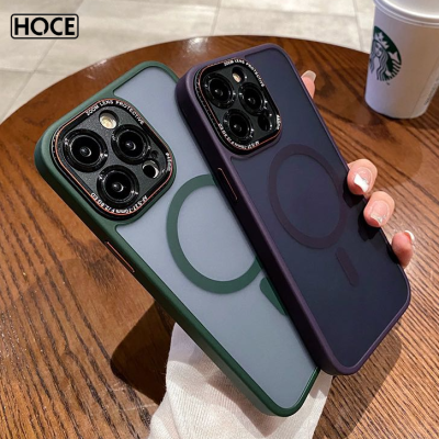 HOCE เคสโทรศัพท์แบบใสเคสกันกระแทกกรอบเลนส์กล้องถ่ายรูปโลหะสำหรับ iPhone 15 14 13 12 11 Pro Max 15 14 Plus อะคริลิก