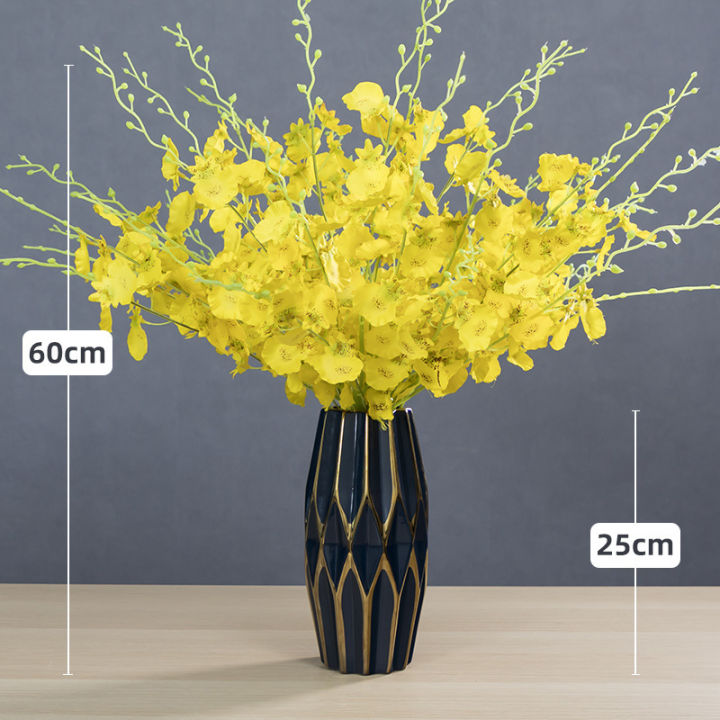 ดอกไม้ประดับบนโต๊ะทานอาหารเต้นรำกล้วยไม้ดอกไม้เทียมดอกไม้แห้งคุณภาพสูงกับแจกัน-sethuilinshen