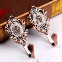 2Pcs อุปกรณ์ Holdback Hooks ห้องนอนประตู Vintage Alloy Curtain Tieback Window Home Decor ติดผนังไม้แขวนเสื้อ Rose Pattern