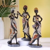 NORTHEUINS Resin Vintage African Crafts Ornament Black Women Art Sculpture Home Living Room Desktop Decor Figurines For Interior