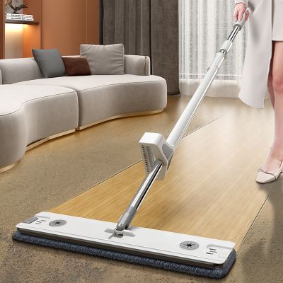 38/42cm Flat Mop Free HandWashing Magic Cleaner Self-Wringing Mop Squeeze Home Multifunctional With Wiper Dust Paper Function