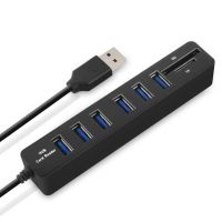 S2T 6พอร์ตความเร็วสูง USB 2.0 Hub 8พอร์ตพร้อมเครื่องอ่านการ์ดหน่วยความจำ SD TF สาย3ft