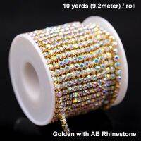 ][[ 10Yards/Roll 2/2.5/2.8/3/4Mm Crystal Rhinestone Close Chain Trim Sew-On Glue-On Rhinestones For Clothes DIY Craft Decor SS6-SS16