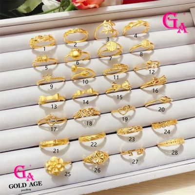 GA Jewelry Fashion 18K Bangkok Saudi Gold Plated Stainless Adjustable Korean High Quality Heart Flower Ring for Women Wedding Engagement Rings Gift