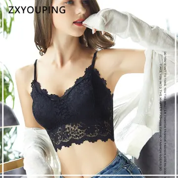 Fashion Women Bras Solid Color Chest Padded Lace Sling Breathable