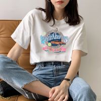 [COD] South Koreas Dongdaemun 2022 summer new printed white t-shirt female short-sleeved student loose simple ins tide