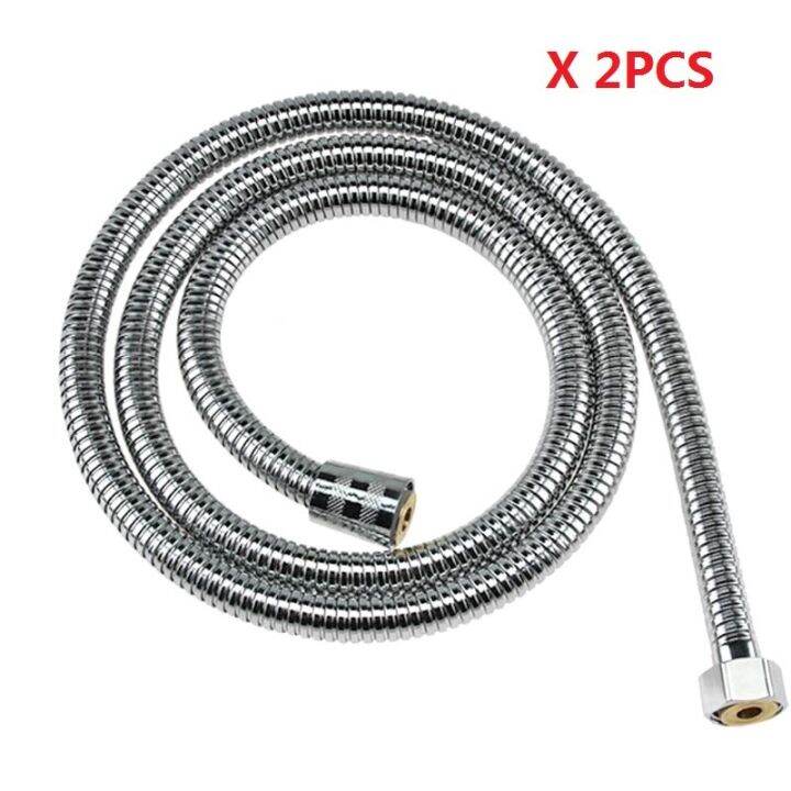 2PCS 1.5M 2M Shower Hose Soft Shower Pipe Silver Color Common Flexible