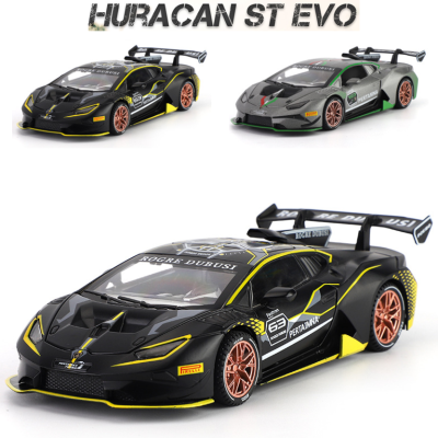 1:32 Lamborghini Huracan ST EVO ล้อแม็กรถยนต์รุ่นเสียงและแสงดึงกลับคอลเลกชัน D Iecast ยานพาหนะรถยนต์ของเล่นสำหรับเด็ก