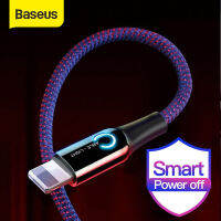 Baseus 2.4A สายต่อ USB LED อย่างรวดเร็วตัวชาร์จไฟสำหรับ iPhone 14 13 Pro Max XS Max XR 8 7 Plus สายสายข้อมูลเครื่องชาร์จตัดการเชื่อมต่อรถยนต์