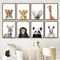 Lion Tiger Elephant Giraffe Zebra Panda Safari Nursery Wall Art Canvas Painting Posters And Prints Decor Pictures Baby Kids Room Wall Décor