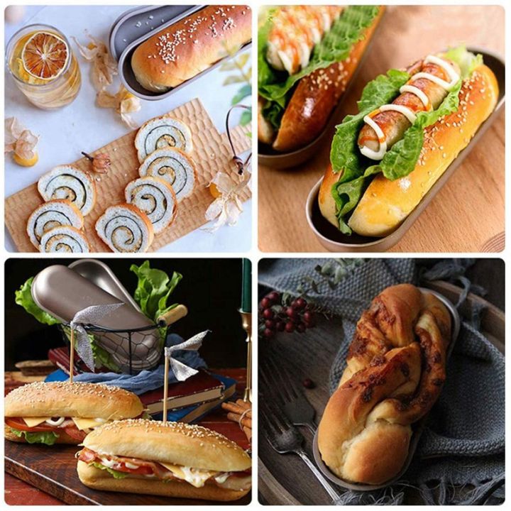hot-dog-mold-carbon-steel-sausage-molds-non-stick-bakeware-oval-hotdog-bun-baking-pan-for-diy-homemade-bread-tool-3pcs