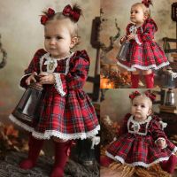 2020 Christmas Toddler Kids Baby Girl Princess Dress Red Plaid Ruffles Lace Tutu Dress Children Girl Puff Sleeve Xmas Dress 1-6Y  by Hs2023