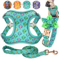 Printed Dog Collar Leash Harness Personalized Customized Dog Collar Walking Leash For Medium Large Dogs French Bulldog