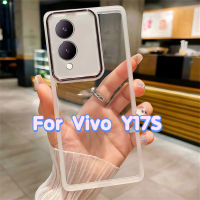 เคสสำหรับ Vivo Y17 S Y27 Y17S VivoY17S VivoY27 4G 5G 2023สแควร์ชุบเคสโทรศัพท์แฟชั่นคู่นุ่มกันกระแทกมาเคสกันกระแทกฝาครอบด้านหลัง