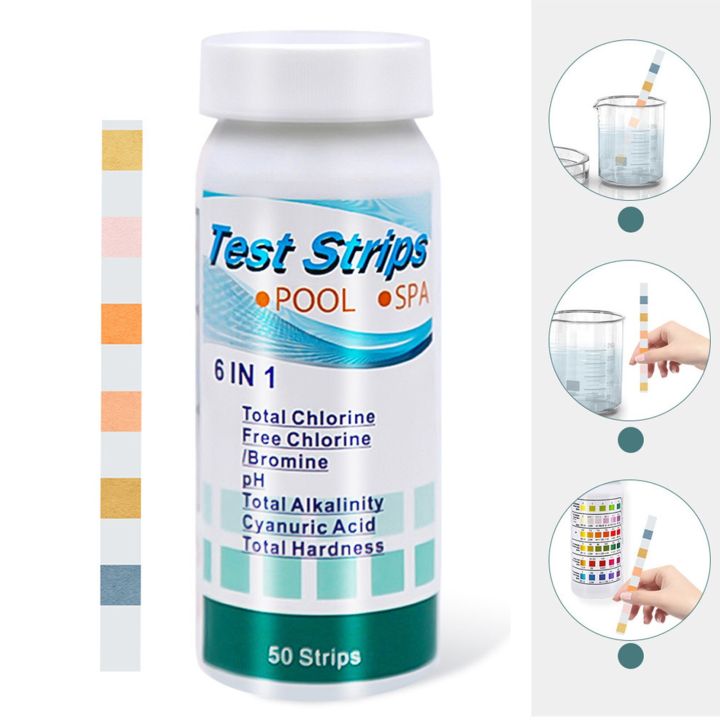 50pcs-6-in-1-ph-test-strips-water-quality-test-paper-strip-residual-chlorine-value-alkalinity-hardness-tester-for-swimming-pool-inspection-tools