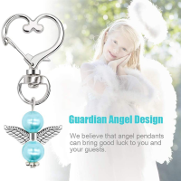 80 Sets Pearl Angel with Heart-Shape Keychain Wedding Favor Set,Include Angel Pearl Keychains,Organza Gift Bags and More