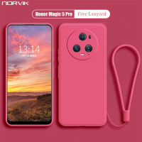 NORVIK เคสกันกระแทกเลนส์เคสโทรศัพท์สำหรับ Huawei Honor Magic 5 Pro 5G,เคสหลัง TPU แบบนิ่มที่เป็นซิลิโคนเหลวขอบตรงพร้อมสายคล้อง N26-D2