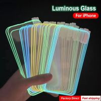 ฟิล์มกระจกนิรภัยกันรอยหน้าจอ สีนีออน 3D สําหรับ iPhone 13 12 11 Pro Mini XS MAX XR 6 7 8 Plus